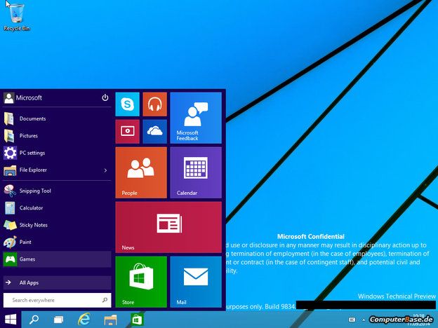 Windows 9 Desktop/Start menu leak 2014