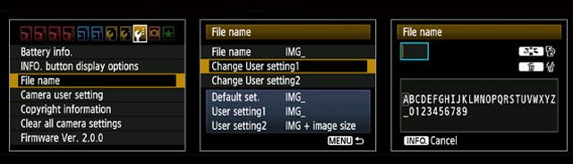 DSLR Settings - File Name