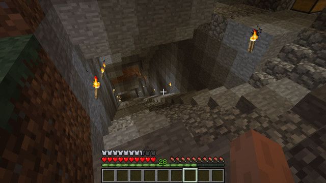 My first mine, digging diagonally down