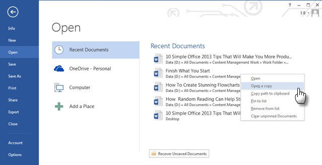 Office Productivity Tip # Copy Files Quickly