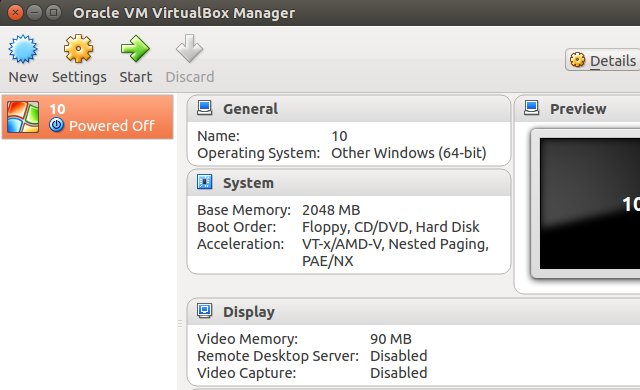 VirtualBox Settings Overview