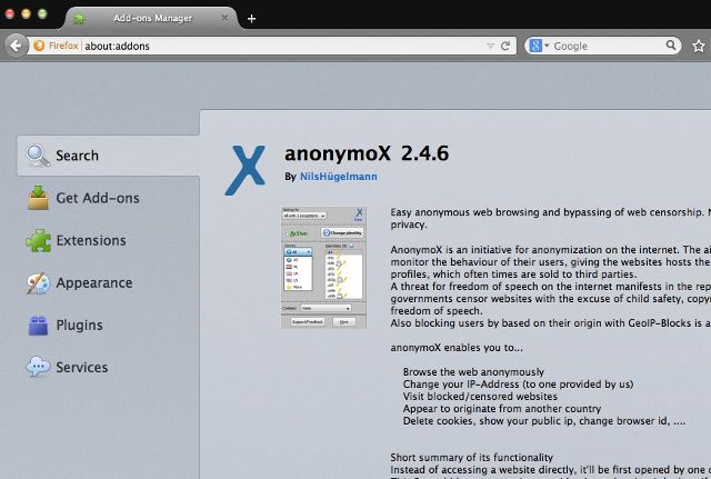 anonymox-add-on-menu