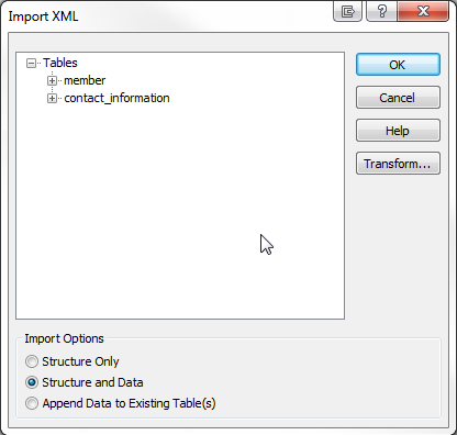 Access 2013 Import XML options
