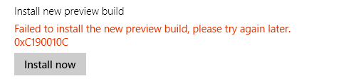 Windows 10 Preview Build Error Message