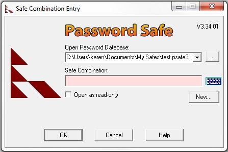 Logon screen for Password Safe utility