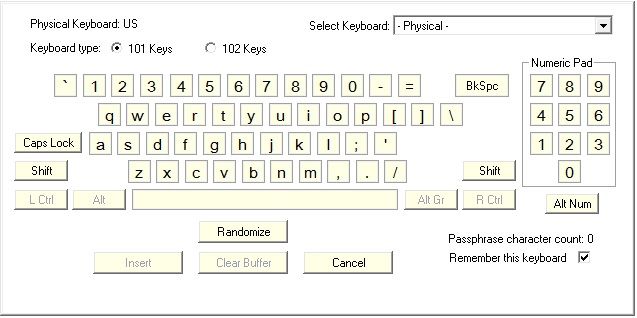 Virtual keyboard for Password Safe utility