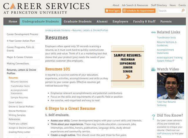 Princeton -- Make a Resume