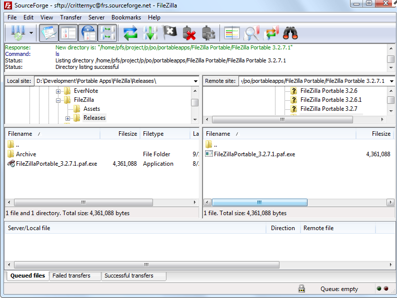 This is a screen capture of one of the best the Windows FTP programs. It's called FileZilla