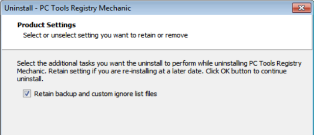 uninstall pc tools registry mechanic 11.1 error code
