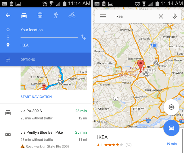 android-google-maps-route-types
