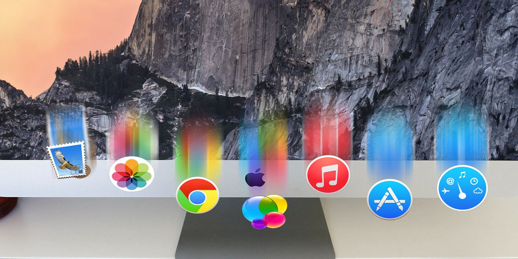 Dock icons flying off iMac screen