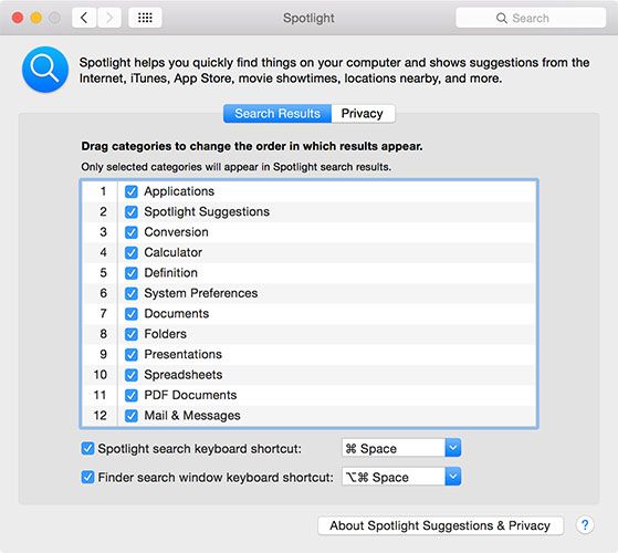 spotlight search shortcut mac