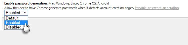 Enable Chrome Password