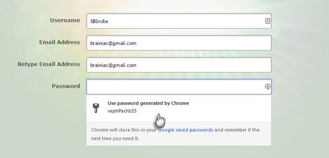 Auto-generate passwords in Chrome