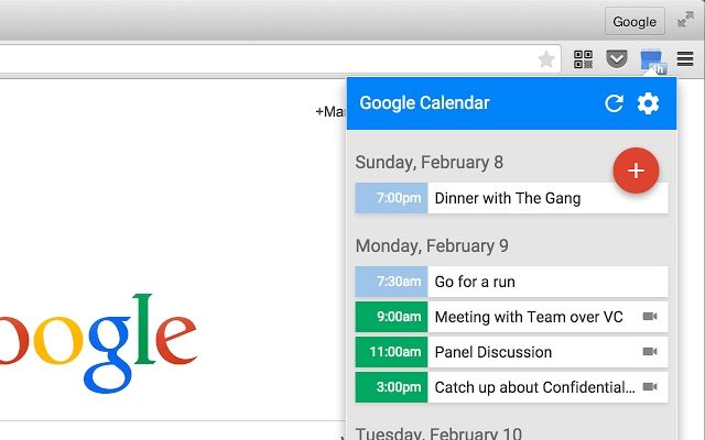 Google Calendar - Chrome Extension