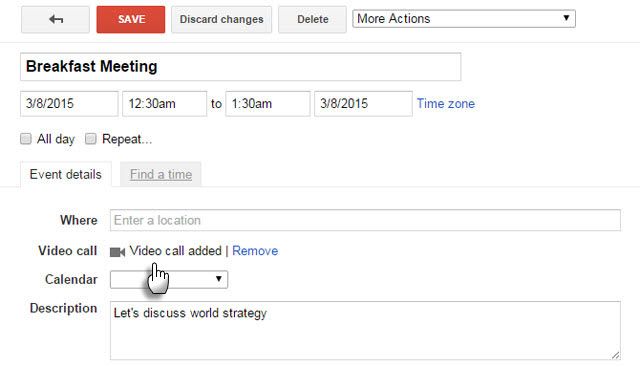 Add Video Call to Google Calendar