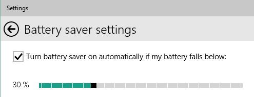 Windows 10 Battery Saver Settings