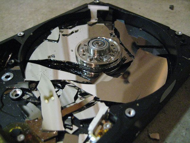 A shattered hard drive