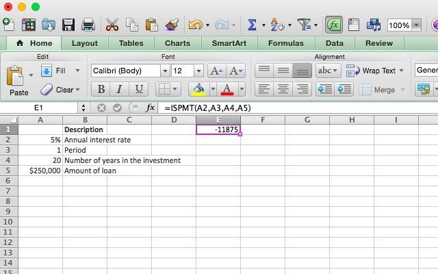 Interest Formula in Microsoft Excel