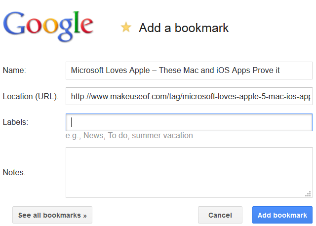 GoogleBookmarkBookmarklet
