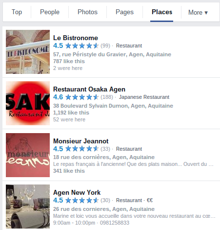 Facebook Restaurant Search