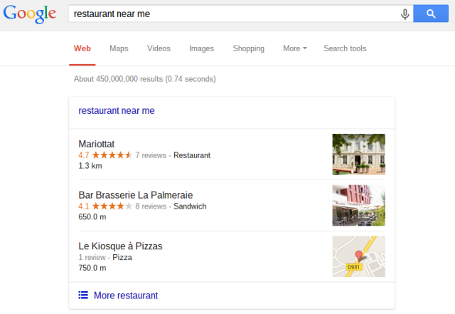 Google Restaurant Near Me