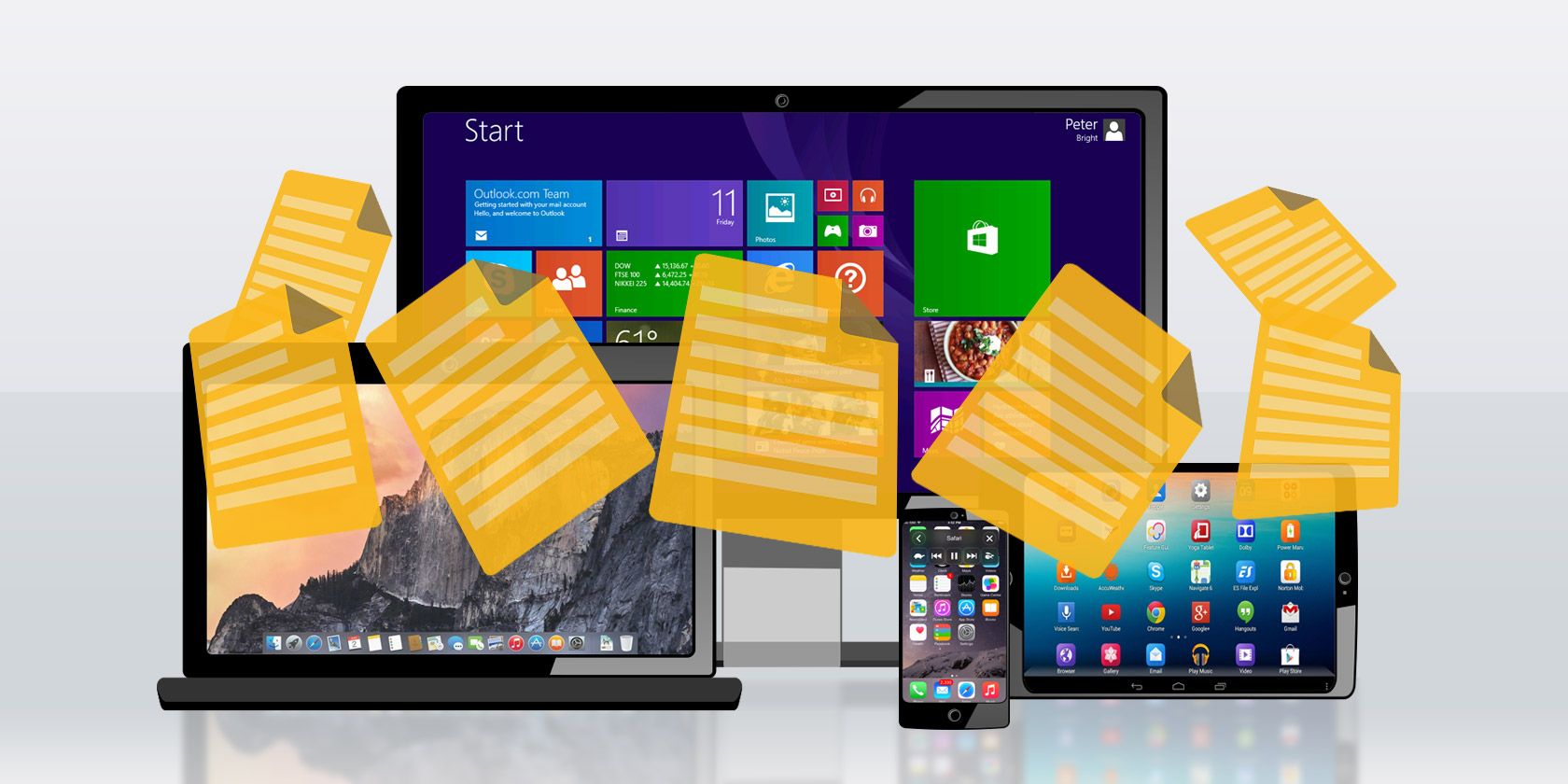 File papers being moved across devices