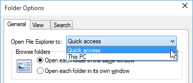 Windows 10 File Explorer Options