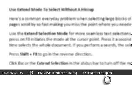 Word 2013 Extend Selection Mode