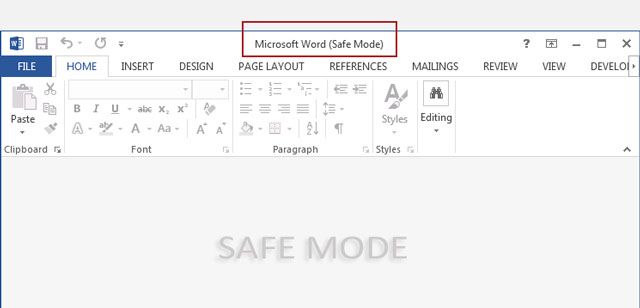 Microsoft Word Safe Mode