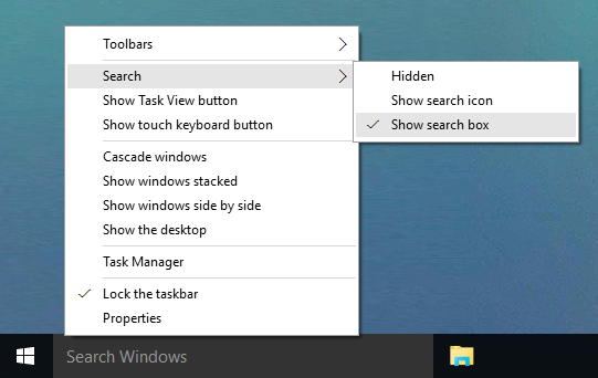 taskbar search