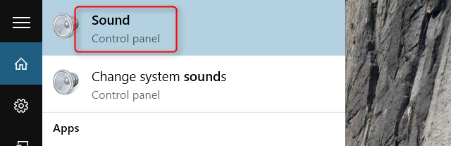windows 10 choose sound search bar