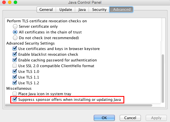 java mac security settings