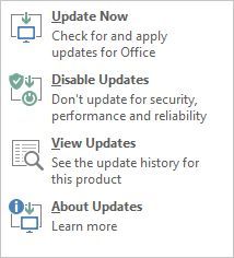 Office Update Options