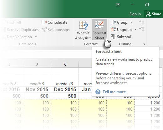 Forecast with Excel 2016