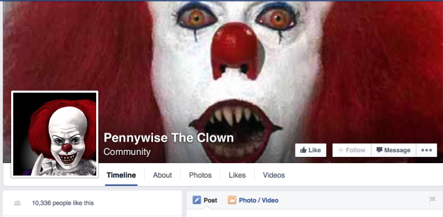 Pennywise the Clown Facebook page