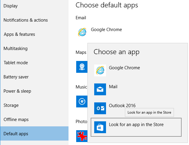 Windows 10 Default Apps