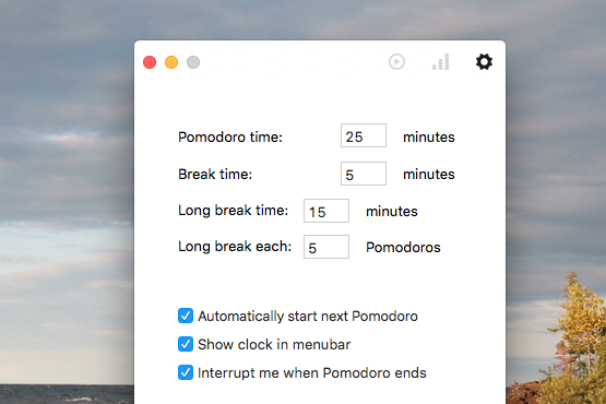 pomodoro-one-settings