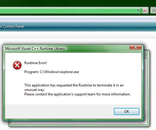 Runtime Error c Windows Explorer.exe. Переустановка виндовс визуал 2013. Удаление Microsoft Visual при установке игры.