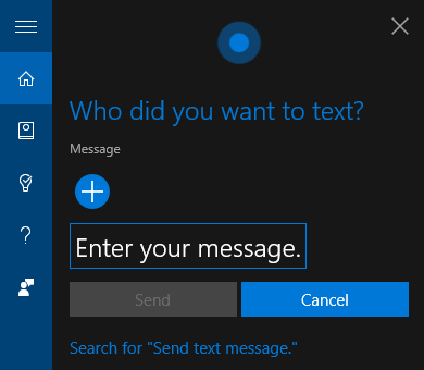 Cortana Text Message