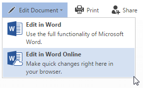 Office Online edit in word