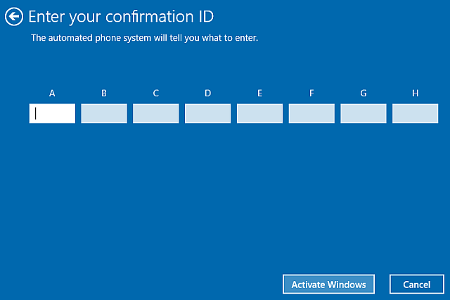 Windows 10 Confirmation ID