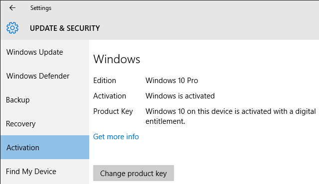 Windows 10 Digital Entitlement
