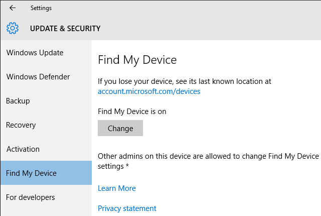 Windows 10 Find My Device