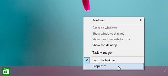 access-taskbar-properties
