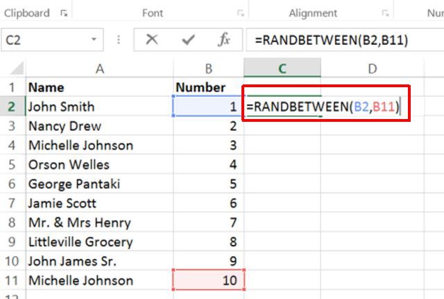 RANDBETWEEN Formula for Excel