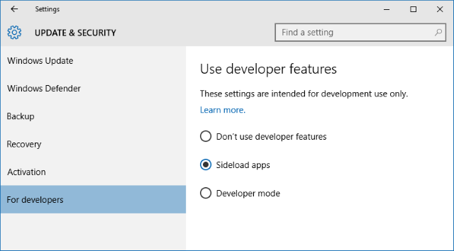 windows 10 sideload apps