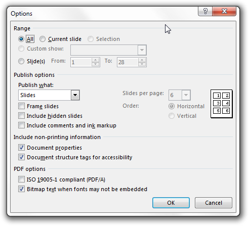 PowerPoint Export to PDF Settings