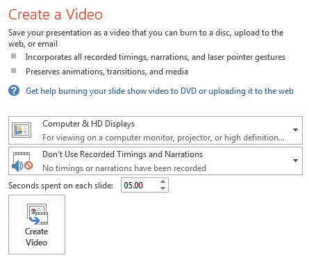 PowerPoint create a video