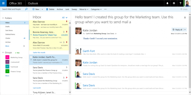 A group email on Office 365 Outlook
